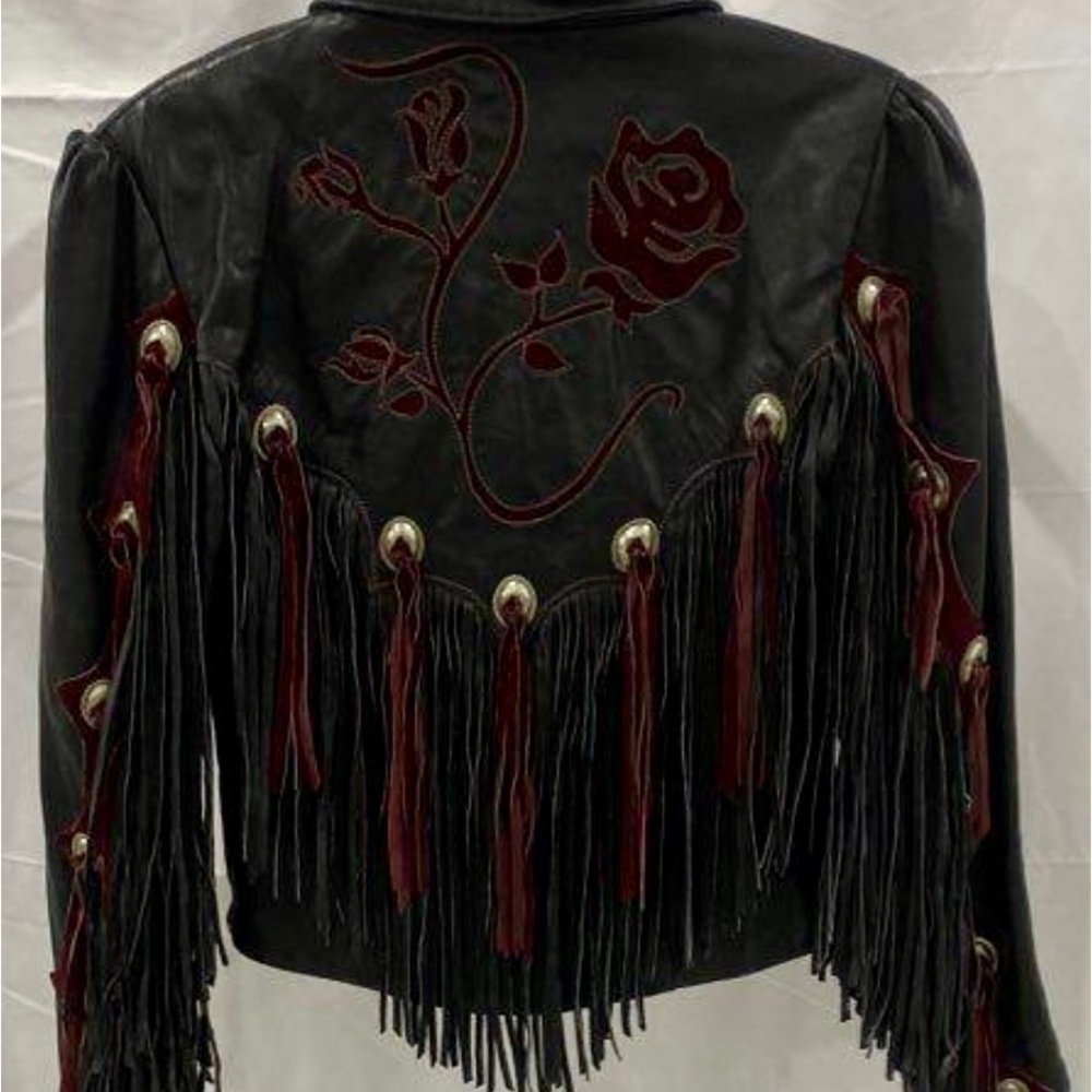 🔥🧯FLASH SALE - Vintage  Gypsy Leather Women's
Motorcycle Jacket With Tassells